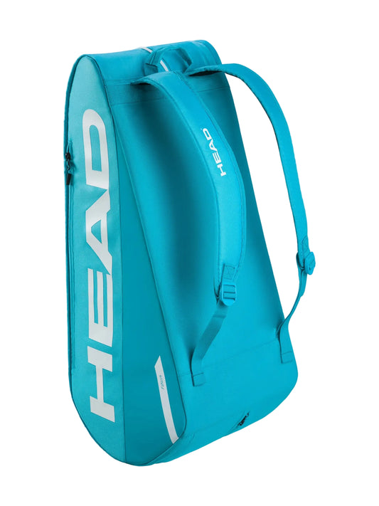Saco de raquetes HEAD Tour Racquet Bag L BL transportado às costas com sistema tipo mochila.