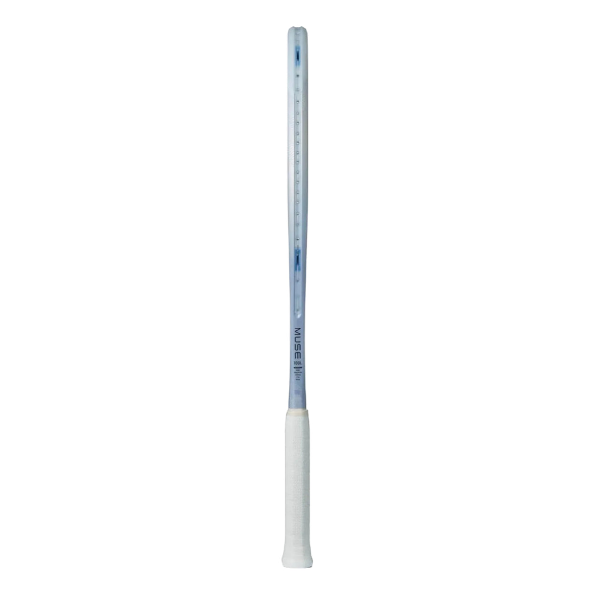 Raquete Yonex MUSE 100L - vista lateral mostrando perfil 24.5mm e Synchro Frame