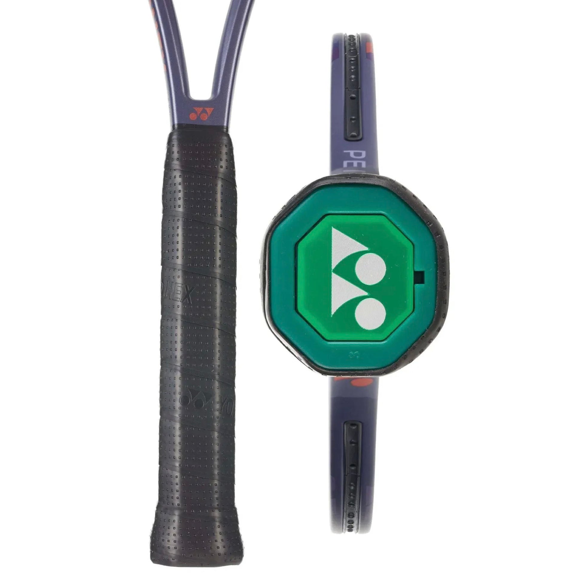 Raquete de ténis Yonex PERCEPT 97 Midnight Navy, detalhe do grip em fundo branco