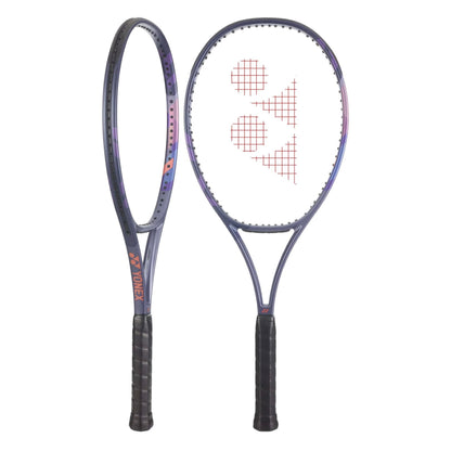 Raquete de ténis Yonex PERCEPT 100 Midnight Navy, vistas frontal e lateral em fundo branco