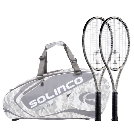 2 Raquetes Ténis Solinco Whiteout V2 305 + Saco 15R Solinco Arctic Camo