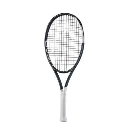 Raquete de ténis HEAD Speed Jr 2026 para jovens dos 9 aos 11 anos, com design metálico mate e padrão 16x19, vista frontal em fundo branco