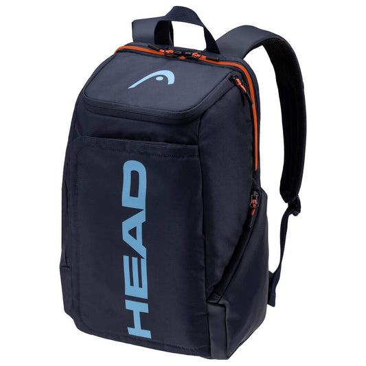 Mochila HEAD Pro 28L Azul Escuro com compartimento para 2 raquetes, vista frontal em fundo branco