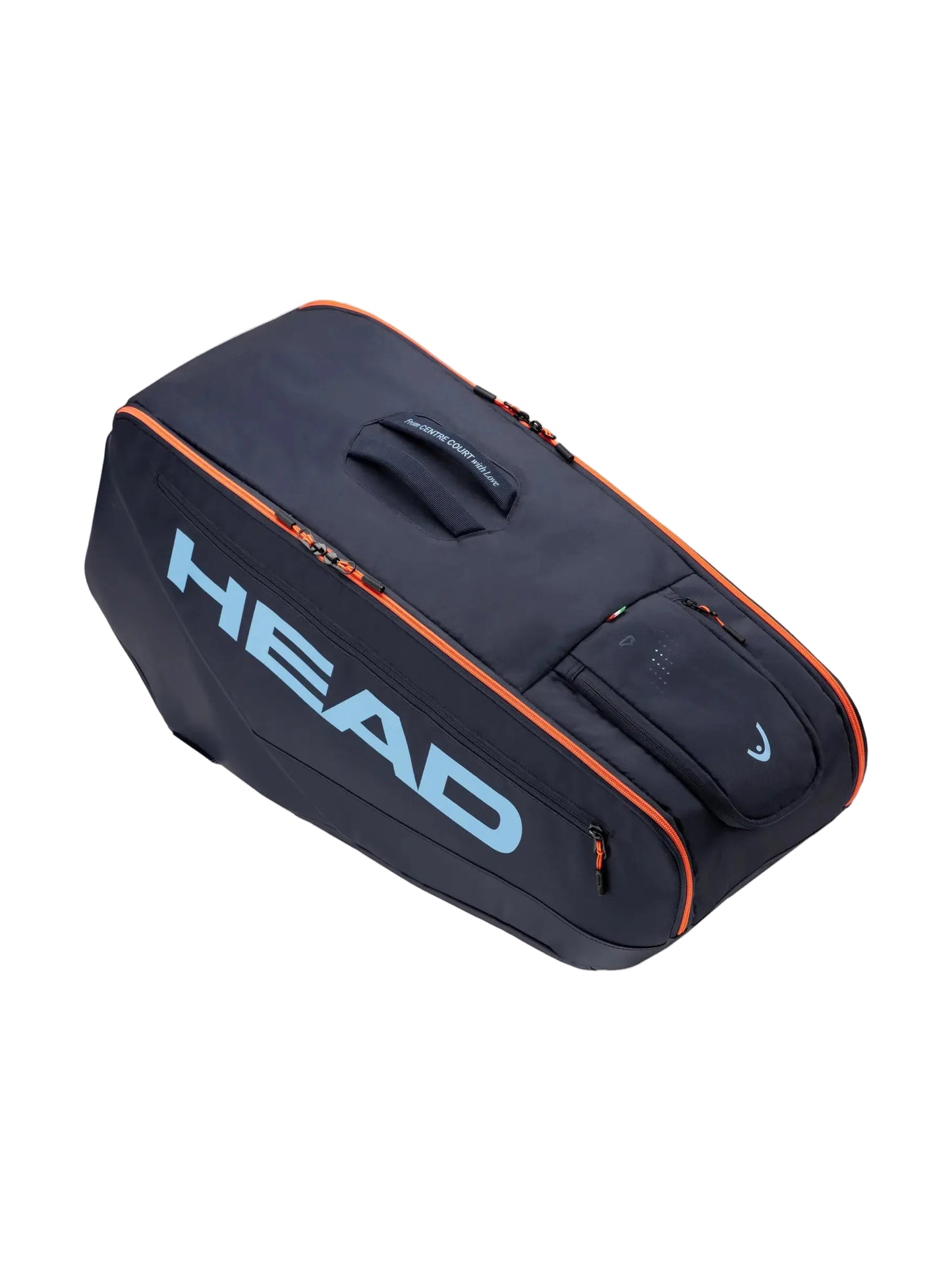 Vista superior do saco de raquetes HEAD Pro Racquet Bag L NV, mostrando os compartimentos para raquetes.