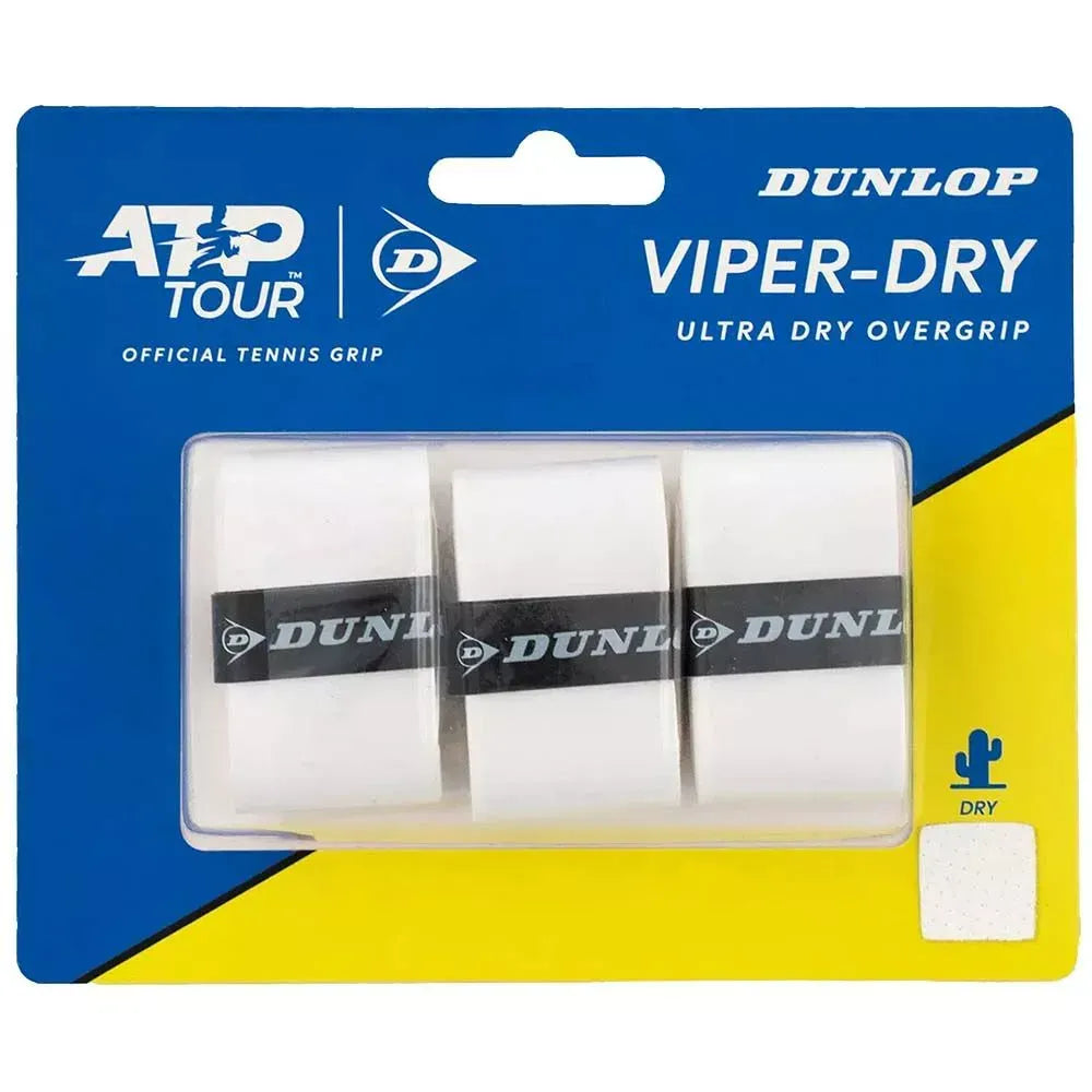 Overgrip Ténis Dunlop ATP Tour Viper-Dry Branco (Pack 3)