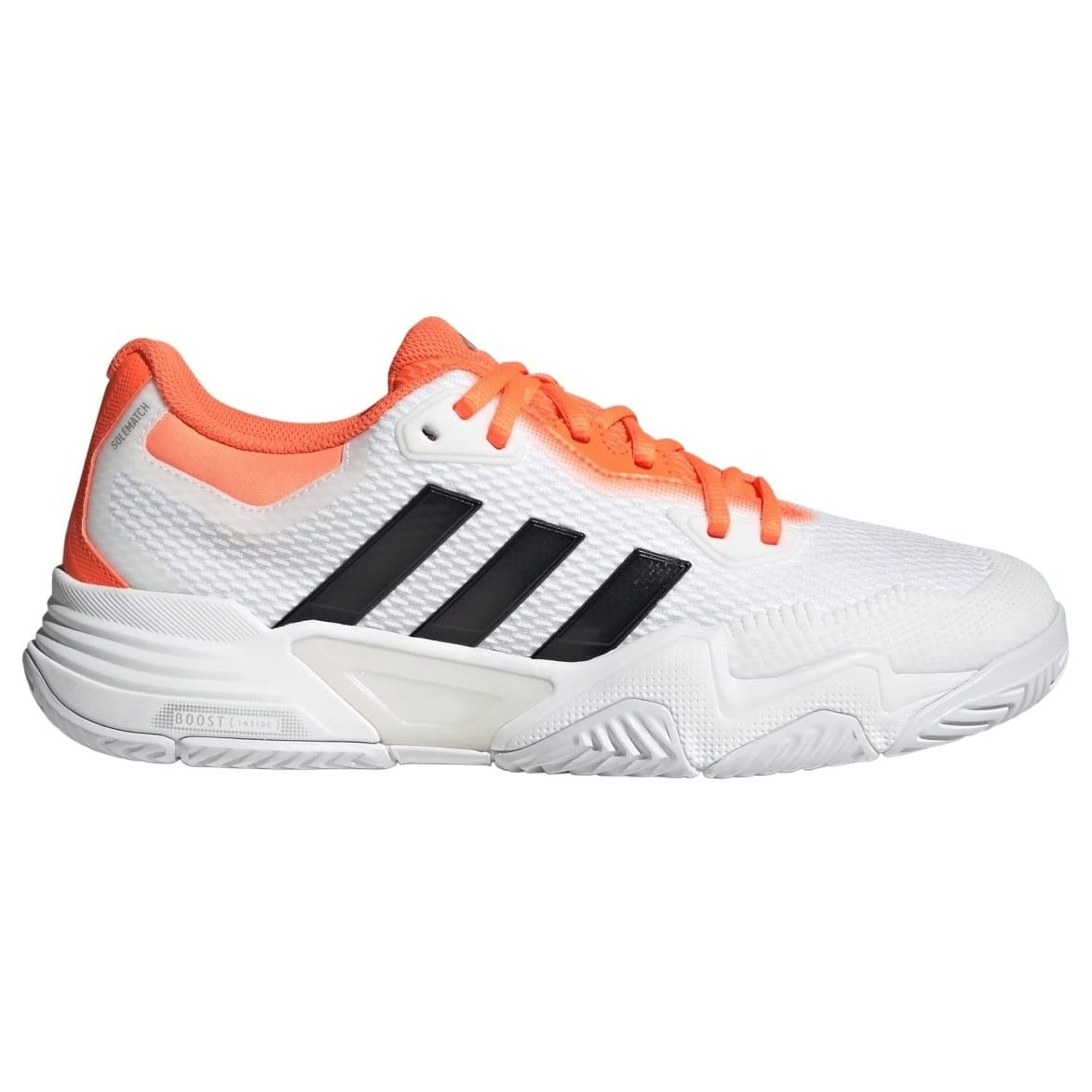 Sapatilhas Adidas Solematch Control 2 brancas - vista lateral exterior mostrando BOOST e Torsion System