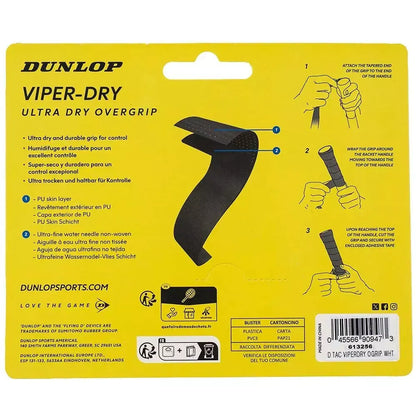 Overgrip Ténis Dunlop ATP Tour Viper-Dry Branco (Pack 3)