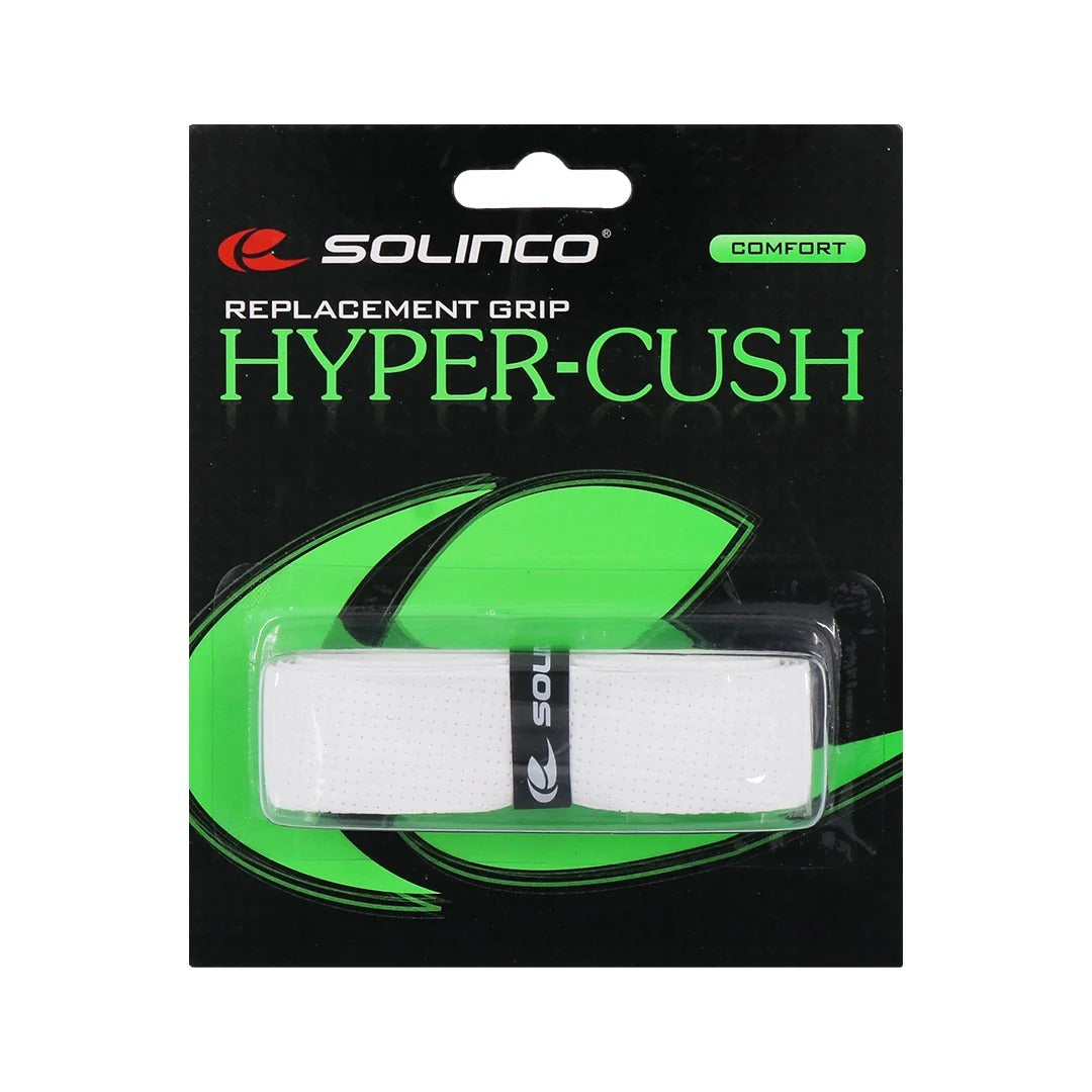 Grip Original Solinco Hyper-Cush Branco – embalagem frontal com PU Skin e feltro respirável