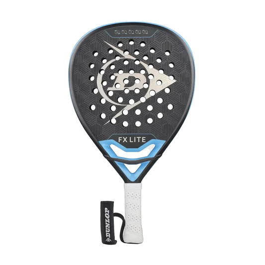 Raquete de padel Dunlop FX LITE 2026 em formato diamante com construção em carbono 12K, vista frontal em fundo branco