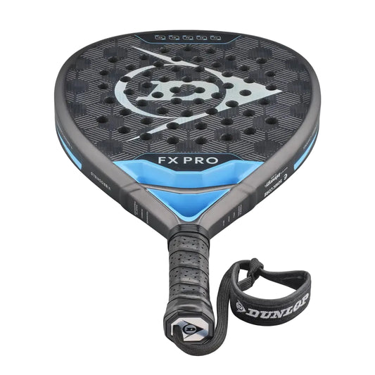 Raquete de padel Dunlop FX PRO 2026 em formato diamante com construção em carbono 12K, vista de cima em fundo branco