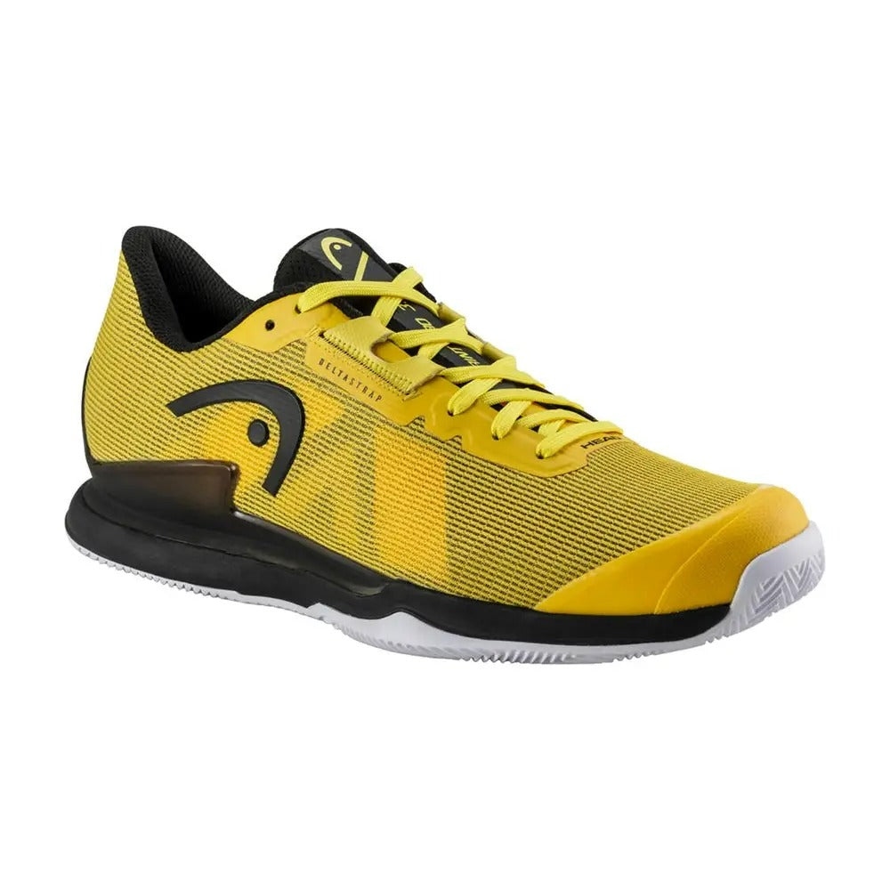Sapatilhas HEAD Sprint Pro 3.5 Clay amarelas - vista lateral mostrando upper respirável e Sock Support System