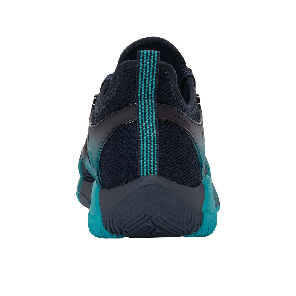 Sapatilhas Padel K-Swiss K-Frame Azul Báltico – vista traseira com calcanhar reforçado e entressola Hyper Foam