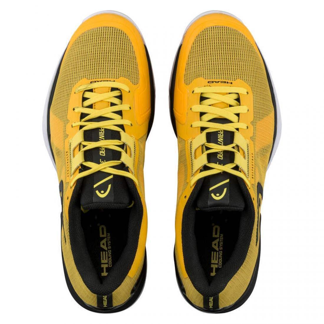 Sapatilhas HEAD Sprint Pro 3.5 Clay amarelas - vista superior mostrando design e reforços estruturais