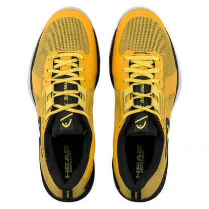 Sapatilhas HEAD Sprint Pro 3.5 Clay amarelas - vista superior mostrando design e reforços estruturais